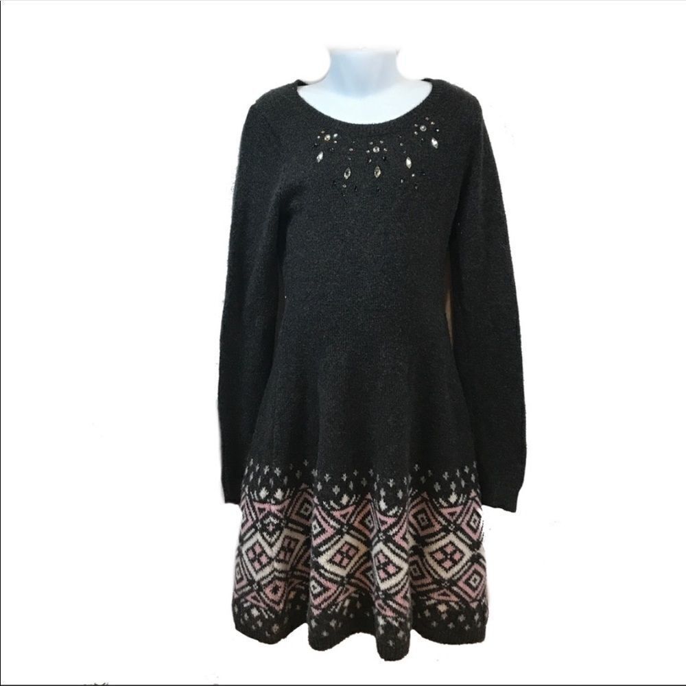 ✨HP✨Abercrombie Kids Girl Aztec Jewelled Sweater Dress✨